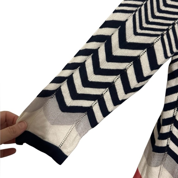 Chico's Open Front Chevron Cardigan Sweater Lightweight Casual Career Work SZ 12 - Picture 4 of 7